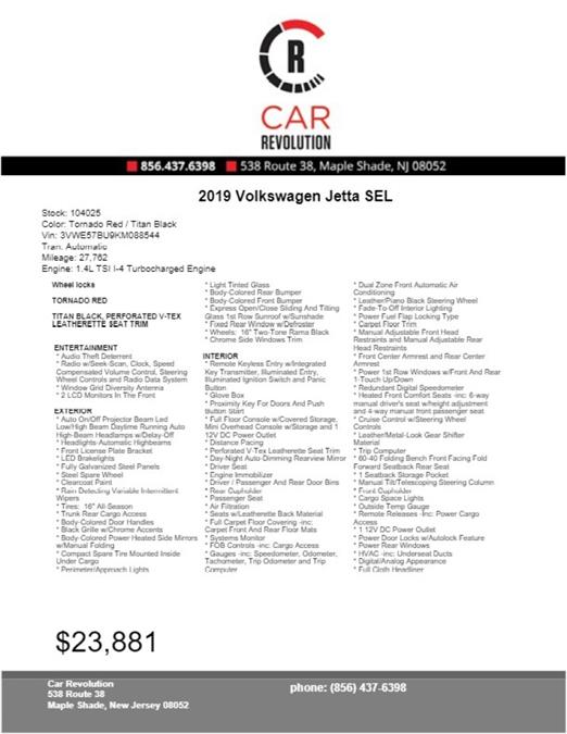 Used Volkswagen Jetta SEL 2019 | Car Revolution. Maple Shade, New Jersey Used Volkswagen Jetta SEL 2019 | Car Revolution. Maple Shade, New Jersey