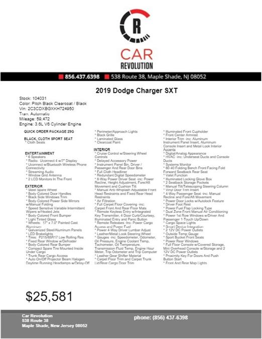 Used Dodge Charger SXT 2019 | Car Revolution. Maple Shade, New Jersey Used Dodge Charger SXT 2019 | Car Revolution. Maple Shade, New Jersey