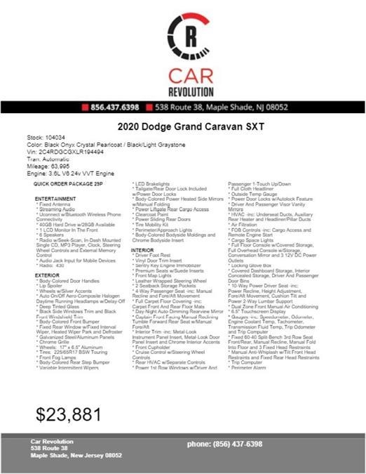 Used Dodge Grand Caravan SXT 2020 | Car Revolution. Maple Shade, New Jersey Used Dodge Grand Caravan SXT 2020 | Car Revolution. Maple Shade, New Jersey