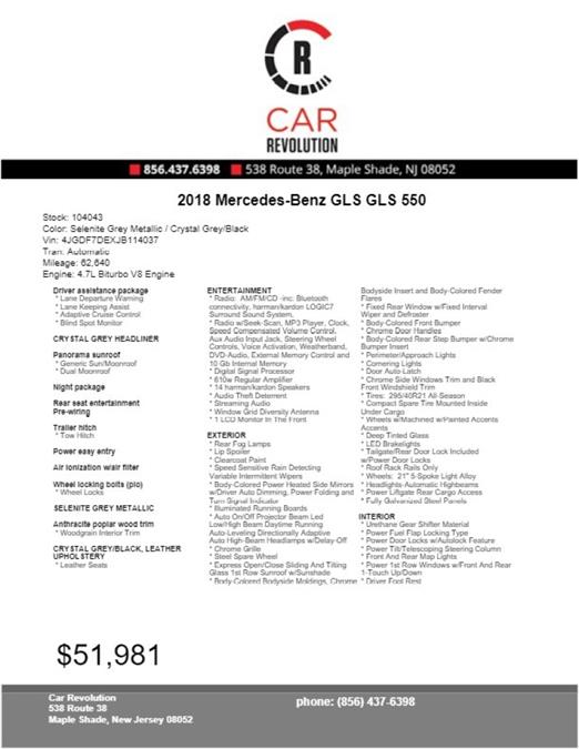 Used Mercedes-benz Gls GLS 550 2018 | Car Revolution. Maple Shade, New Jersey Used Mercedes-benz Gls GLS 550 2018 | Car Revolution. Maple Shade, New Jersey