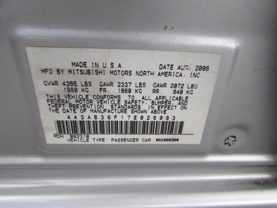 Used Mitsubishi Galant 4dr Sdn I4 ES 2007 | VIP Auto Enterprise, Inc. Orlando, Florida Used Mitsubishi Galant 4dr Sdn I4 ES 2007 | VIP Auto Enterprise, Inc. Orlando, Florida