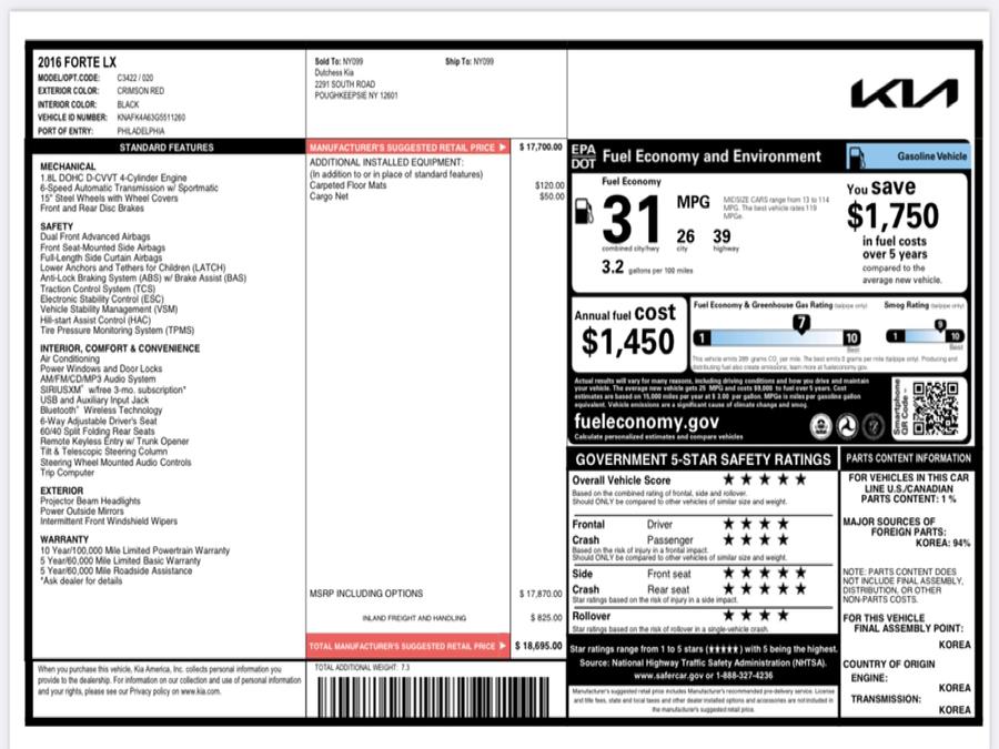 2016 Kia Forte 4dr Sdn Auto LX, available for sale in Bronx, New York | Advanced Auto Mall. Bronx, New York 2016 Kia Forte 4dr Sdn Auto LX, available for sale in Bronx, New York | Advanced Auto Mall. Bronx, New York