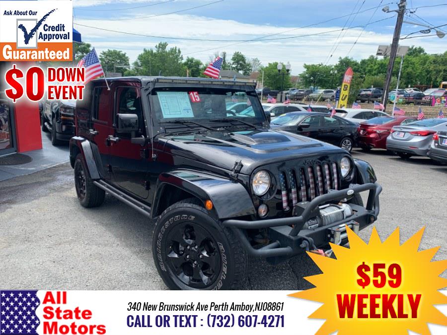 2015 Jeep Wrangler Unlimited 4WD 4dr Sahara, available for sale in Perth Amboy, New Jersey | All State Motor Inc. Perth Amboy, New Jersey 2015 Jeep Wrangler Unlimited 4WD 4dr Sahara, available for sale in Perth Amboy, New Jersey | All State Motor Inc. Perth Amboy, New Jersey