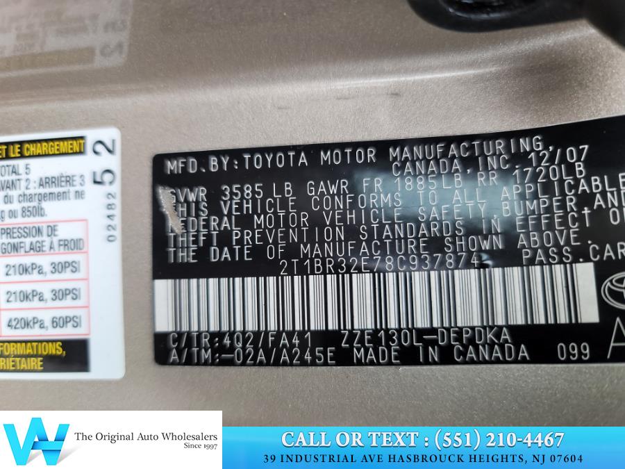 2008 Toyota Corolla 4dr Sdn Auto CE, available for sale in Lodi, New Jersey | AW Auto & Truck Wholesalers, Inc. Lodi, New Jersey 2008 Toyota Corolla 4dr Sdn Auto CE, available for sale in Lodi, New Jersey | AW Auto & Truck Wholesalers, Inc. Lodi, New Jersey