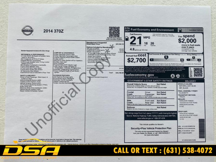 Used Nissan 370Z 2dr Cpe Manual Touring 2014 | DSA Motor Sports Corp. Commack, New York Used Nissan 370Z 2dr Cpe Manual Touring 2014 | DSA Motor Sports Corp. Commack, New York