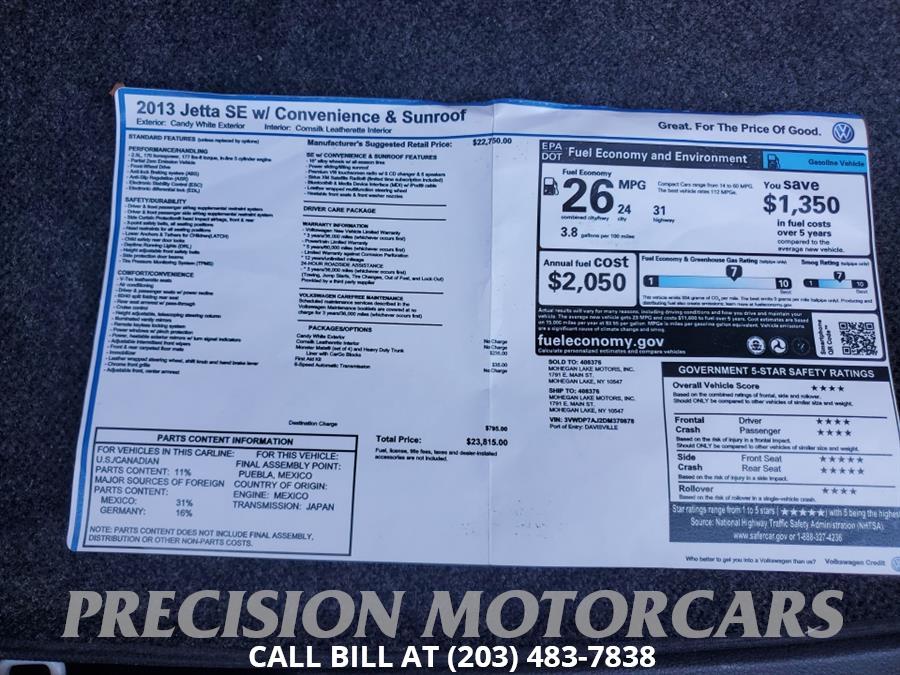 Used Volkswagen Jetta Sedan 4dr Auto SE w/Convenience/Sunroof PZEV *Ltd Avail* 2013 | Precision Motor Cars LLC. Branford, Connecticut Used Volkswagen Jetta Sedan 4dr Auto SE w/Convenience/Sunroof PZEV *Ltd Avail* 2013 | Precision Motor Cars LLC. Branford, Connecticut