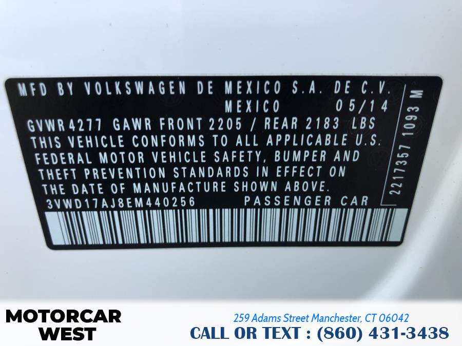 2014 Volkswagen Jetta Sedan 4dr Auto SE w/Connectivity/Sunroof PZEV, available for sale in Manchester, Connecticut | Motorcar West. Manchester, Connecticut 2014 Volkswagen Jetta Sedan 4dr Auto SE w/Connectivity/Sunroof PZEV, available for sale in Manchester, Connecticut | Motorcar West. Manchester, Connecticut