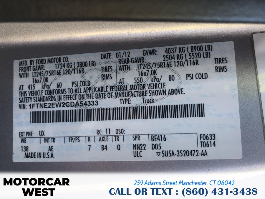 Used Ford Econoline Cargo Van E-250 Commercial 2012 | Motorcar West. Manchester, Connecticut Used Ford Econoline Cargo Van E-250 Commercial 2012 | Motorcar West. Manchester, Connecticut