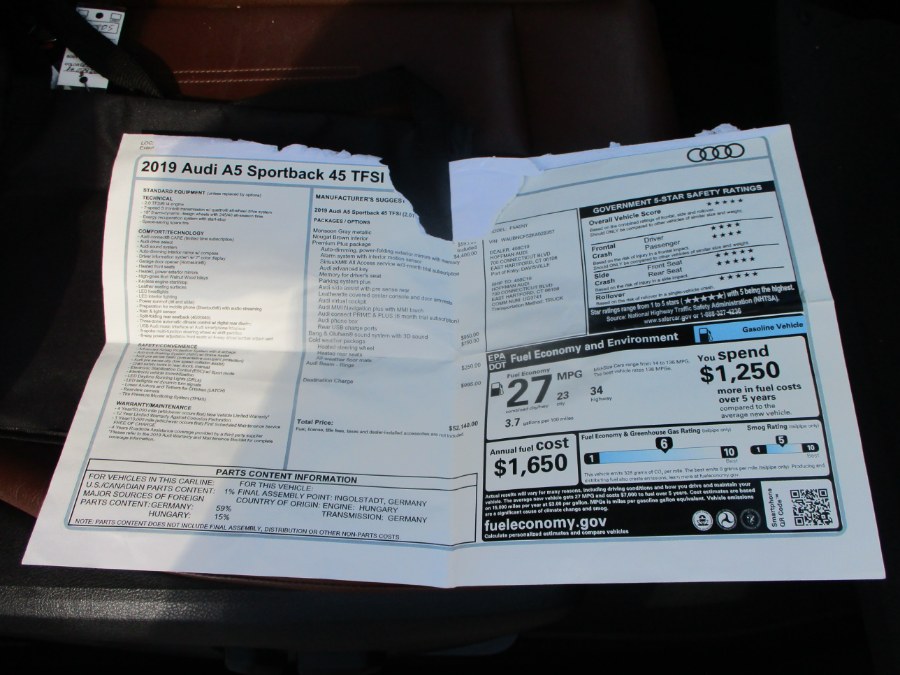 2019 Audi A5 Sportback Premium Plus 45 TFSI quattro, available for sale in Massapequa, New York | South Shore Auto Brokers & Sales. Massapequa, New York 2019 Audi A5 Sportback Premium Plus 45 TFSI quattro, available for sale in Massapequa, New York | South Shore Auto Brokers & Sales. Massapequa, New York