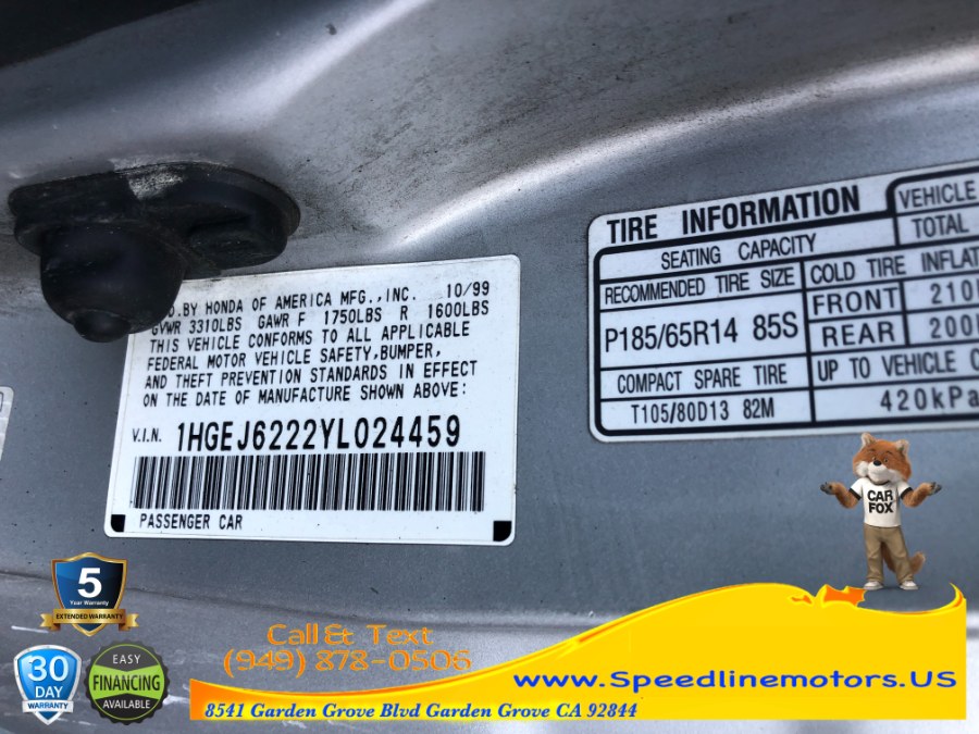 2000 Honda Civic 2dr Cpe DX Auto, available for sale in Garden Grove, California | Speedline Motors. Garden Grove, California 2000 Honda Civic 2dr Cpe DX Auto, available for sale in Garden Grove, California | Speedline Motors. Garden Grove, California