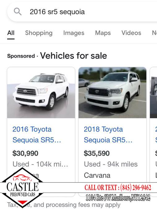 Used Toyota Sequoia 4WD 5.7L FFV SR5 (Natl) 2016 | Castle Preowned Cars. Marlboro, New York Used Toyota Sequoia 4WD 5.7L FFV SR5 (Natl) 2016 | Castle Preowned Cars. Marlboro, New York