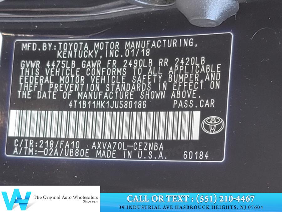 2018 Toyota Camry LE Auto (Natl), available for sale in Lodi, New Jersey | AW Auto & Truck Wholesalers, Inc. Lodi, New Jersey 2018 Toyota Camry LE Auto (Natl), available for sale in Lodi, New Jersey | AW Auto & Truck Wholesalers, Inc. Lodi, New Jersey