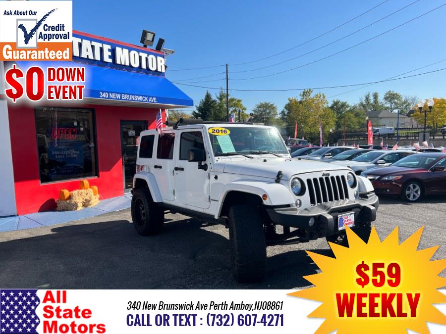 2016 Jeep Wrangler Unlimited 4WD 4dr Sahara, available for sale in Perth Amboy, New Jersey | All State Motor Inc. Perth Amboy, New Jersey 2016 Jeep Wrangler Unlimited 4WD 4dr Sahara, available for sale in Perth Amboy, New Jersey | All State Motor Inc. Perth Amboy, New Jersey
