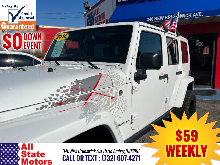 2016 Jeep Wrangler Unlimited 4WD 4dr Sahara, available for sale in Perth Amboy, New Jersey | All State Motor Inc. Perth Amboy, New Jersey 2016 Jeep Wrangler Unlimited 4WD 4dr Sahara, available for sale in Perth Amboy, New Jersey | All State Motor Inc. Perth Amboy, New Jersey