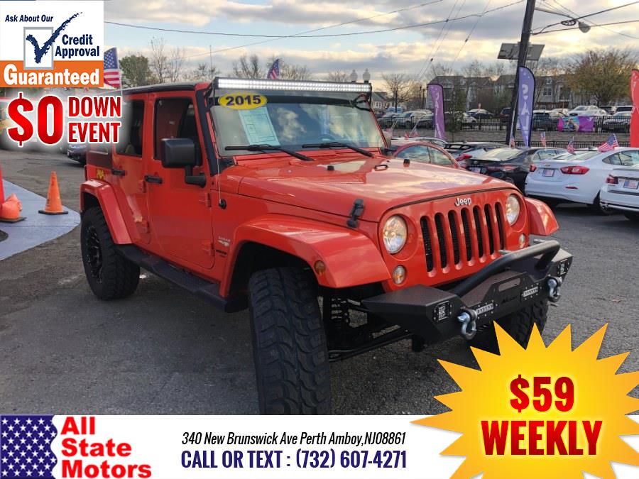 2015 Jeep Wrangler Unlimited 4WD 4dr Sahara, available for sale in Perth Amboy, New Jersey | All State Motor Inc. Perth Amboy, New Jersey 2015 Jeep Wrangler Unlimited 4WD 4dr Sahara, available for sale in Perth Amboy, New Jersey | All State Motor Inc. Perth Amboy, New Jersey