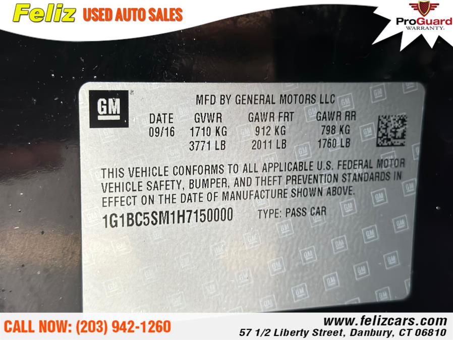 2017 Chevrolet Cruze 4dr Sdn 1.4L LS w/1SB, available for sale in Danbury, Connecticut | Feliz Used Auto Sales. Danbury, Connecticut 2017 Chevrolet Cruze 4dr Sdn 1.4L LS w/1SB, available for sale in Danbury, Connecticut | Feliz Used Auto Sales. Danbury, Connecticut