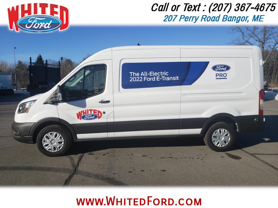 2022 Ford E-Transit Cargo Van T-350 130" Med Rf 9500 GVWR RWD, available for sale in Bangor, Maine | Whited Ford. Bangor, Maine 2022 Ford E-Transit Cargo Van T-350 130" Med Rf 9500 GVWR RWD, available for sale in Bangor, Maine | Whited Ford. Bangor, Maine