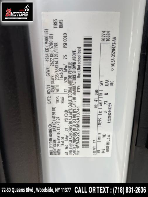 2021 Ford Transit Passenger Wagon T-350 148" Med Roof XLT RWD, available for sale in Woodside, New York | 26 Motors Queens. Woodside, New York 2021 Ford Transit Passenger Wagon T-350 148" Med Roof XLT RWD, available for sale in Woodside, New York | 26 Motors Queens. Woodside, New York