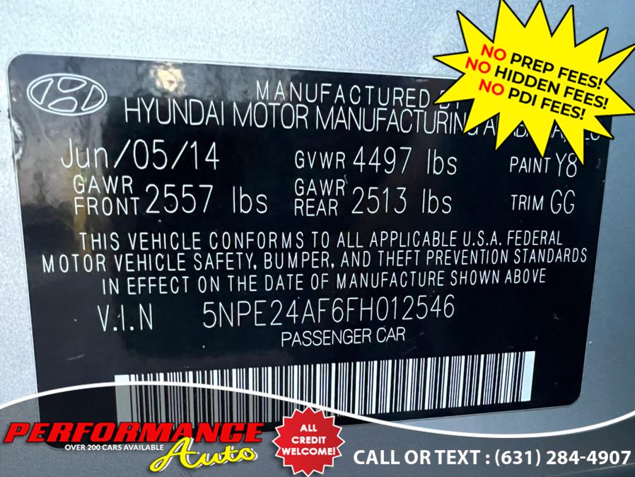 2015 Hyundai Sonata 4dr Sdn 2.4L SE, available for sale in Bohemia, New York | Performance Auto Inc. Bohemia, New York 2015 Hyundai Sonata 4dr Sdn 2.4L SE, available for sale in Bohemia, New York | Performance Auto Inc. Bohemia, New York