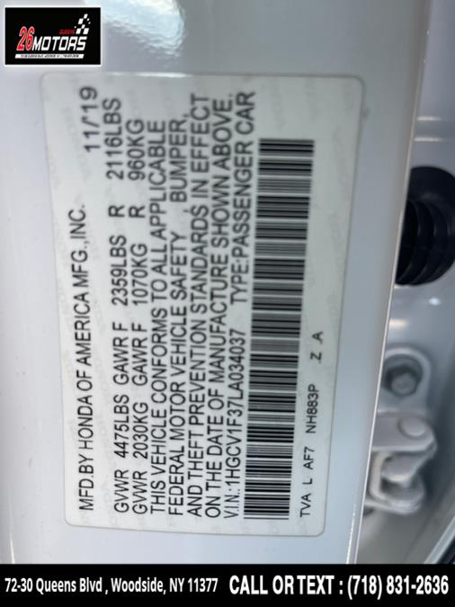 2020 Honda Accord Sedan Sport 1.5T CVT, available for sale in Woodside, New York | 26 Motors Queens. Woodside, New York 2020 Honda Accord Sedan Sport 1.5T CVT, available for sale in Woodside, New York | 26 Motors Queens. Woodside, New York