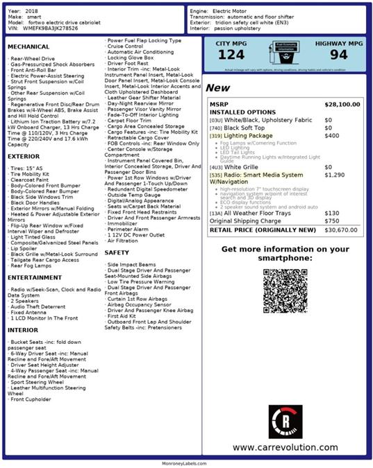 2018 Smart Fortwo Electric Drive passion, available for sale in Maple Shade, New Jersey | Car Revolution. Maple Shade, New Jersey 2018 Smart Fortwo Electric Drive passion, available for sale in Maple Shade, New Jersey | Car Revolution. Maple Shade, New Jersey