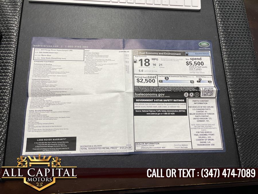 2019 Land Rover Range Rover V8 Supercharged LWB, available for sale in Brooklyn, New York | All Capital Motors. Brooklyn, New York 2019 Land Rover Range Rover V8 Supercharged LWB, available for sale in Brooklyn, New York | All Capital Motors. Brooklyn, New York