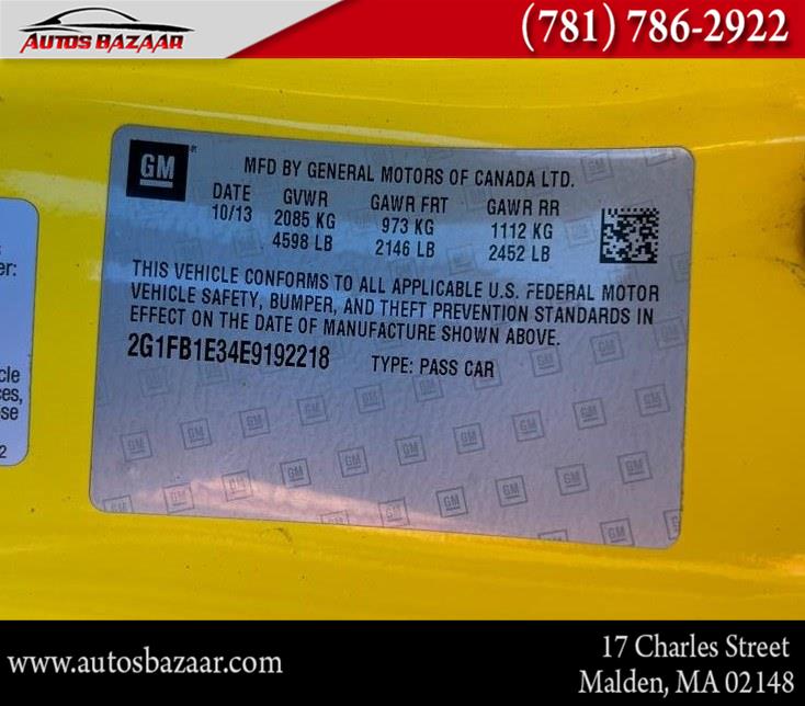 2014 Chevrolet Camaro 2dr Cpe LT w/1LT, available for sale in Malden, Massachusetts | Auto Bazaar. Malden, Massachusetts 2014 Chevrolet Camaro 2dr Cpe LT w/1LT, available for sale in Malden, Massachusetts | Auto Bazaar. Malden, Massachusetts