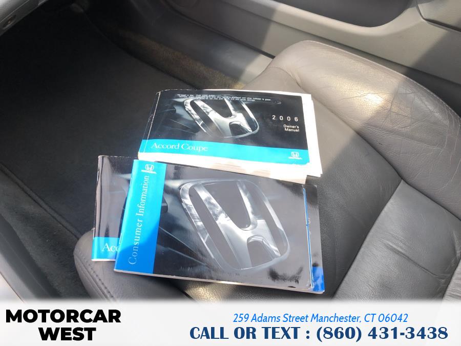 2006 Honda Accord Cpe EXL MT, available for sale in Manchester, Connecticut | Motorcar West. Manchester, Connecticut 2006 Honda Accord Cpe EXL MT, available for sale in Manchester, Connecticut | Motorcar West. Manchester, Connecticut