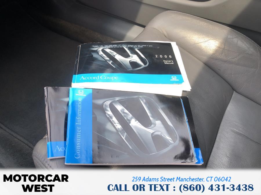 2006 Honda Accord Cpe EXL MT, available for sale in Manchester, Connecticut | Motorcar West. Manchester, Connecticut 2006 Honda Accord Cpe EXL MT, available for sale in Manchester, Connecticut | Motorcar West. Manchester, Connecticut