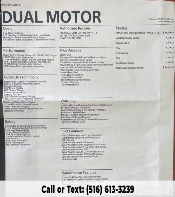 2022 Polestar 2 Long Range Dual Motor, available for sale in Great Neck, New York | Great Neck Car Buyers & Sellers. Great Neck, New York 2022 Polestar 2 Long Range Dual Motor, available for sale in Great Neck, New York | Great Neck Car Buyers & Sellers. Great Neck, New York