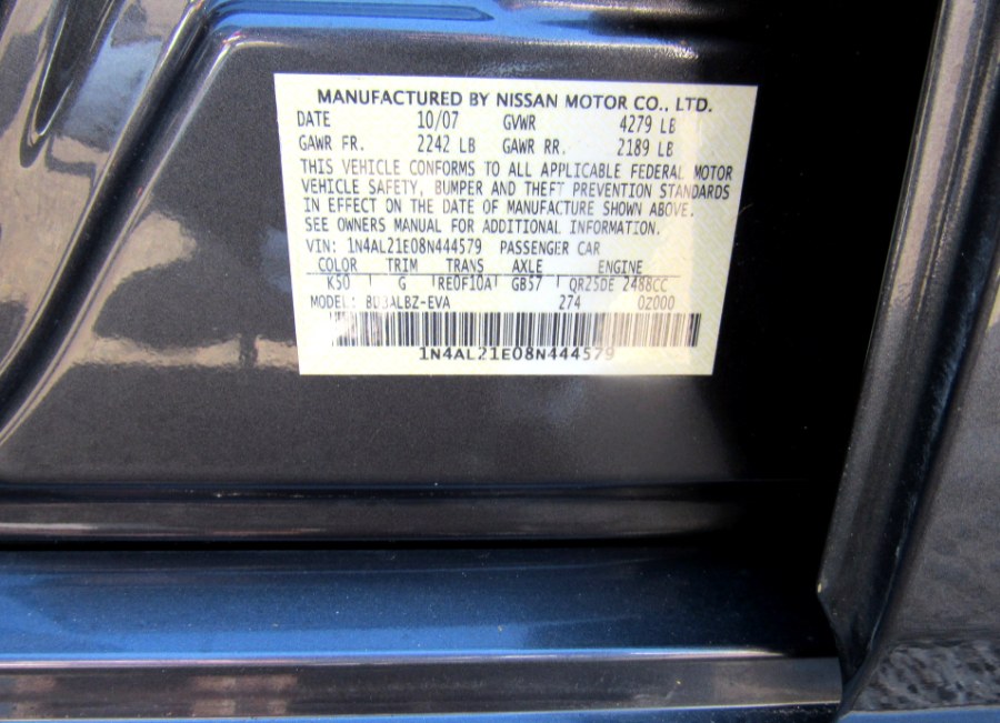 2008 Nissan Altima 4dr Sdn I4 CVT 2.5 SL ULEV, available for sale in Paterson, New Jersey | MFG Prestige Auto Group. Paterson, New Jersey 2008 Nissan Altima 4dr Sdn I4 CVT 2.5 SL ULEV, available for sale in Paterson, New Jersey | MFG Prestige Auto Group. Paterson, New Jersey