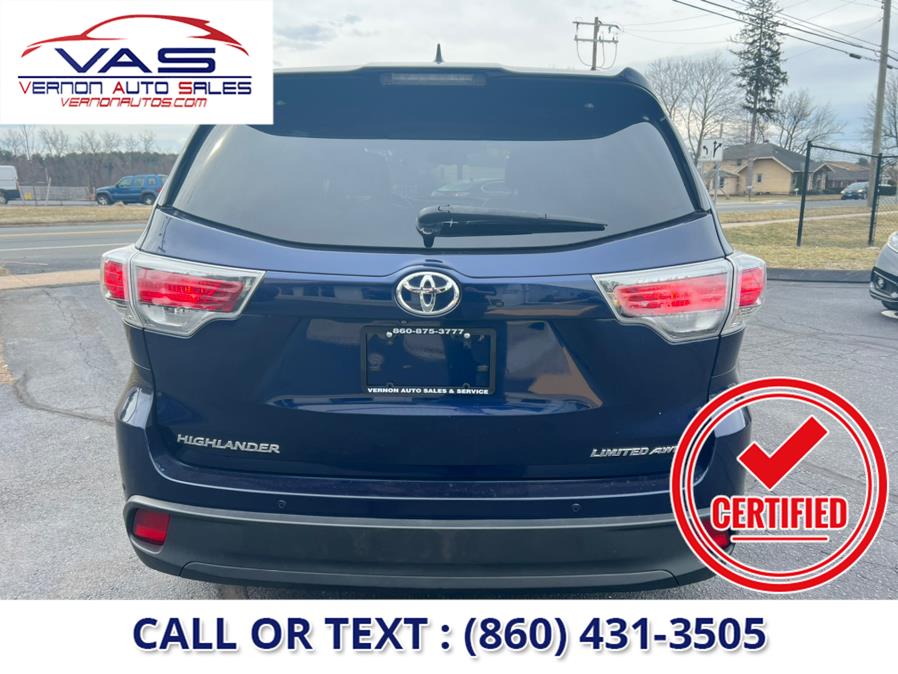 2015 Toyota Highlander AWD 4dr V6 Limited (Natl), available for sale in Manchester, Connecticut | Vernon Auto Sale & Service. Manchester, Connecticut 2015 Toyota Highlander AWD 4dr V6 Limited (Natl), available for sale in Manchester, Connecticut | Vernon Auto Sale & Service. Manchester, Connecticut