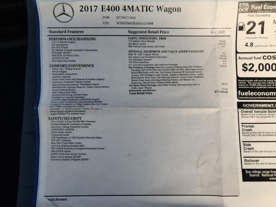 2017 Mercedes-Benz E-Class E 400 Sport 4MATIC Wagon, available for sale in Milford, Connecticut | Chip's Auto Sales Inc. Milford, Connecticut 2017 Mercedes-Benz E-Class E 400 Sport 4MATIC Wagon, available for sale in Milford, Connecticut | Chip's Auto Sales Inc. Milford, Connecticut
