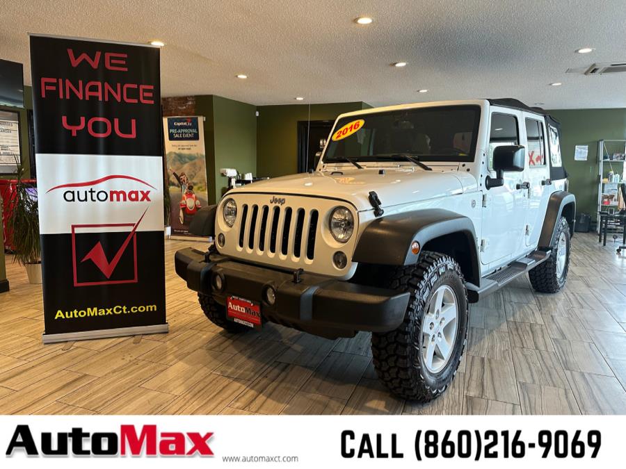 2016 Jeep Wrangler Unlimited 4WD 4dr Sport, available for sale in West Hartford, Connecticut | AutoMax. West Hartford, Connecticut 2016 Jeep Wrangler Unlimited 4WD 4dr Sport, available for sale in West Hartford, Connecticut | AutoMax. West Hartford, Connecticut