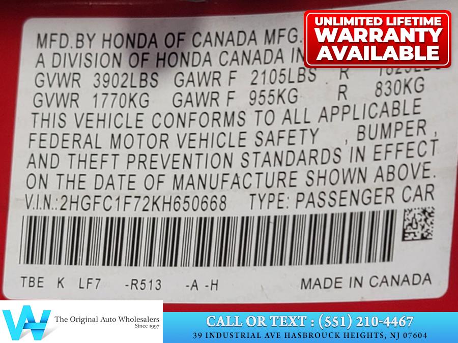 2019 Honda Civic Sedan EX-L CVT, available for sale in Hasbrouck Heights, New Jersey | AW Auto & Truck Wholesalers, Inc. Hasbrouck Heights, New Jersey 2019 Honda Civic Sedan EX-L CVT, available for sale in Hasbrouck Heights, New Jersey | AW Auto & Truck Wholesalers, Inc. Hasbrouck Heights, New Jersey