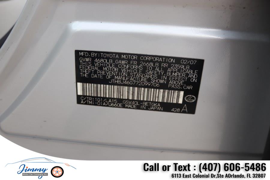 2007 Lexus ES 350 4dr Sdn, available for sale in Orlando, Florida | Jimmy Motor Car Company Inc. Orlando, Florida 2007 Lexus ES 350 4dr Sdn, available for sale in Orlando, Florida | Jimmy Motor Car Company Inc. Orlando, Florida