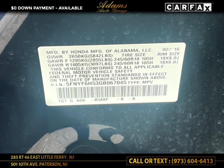 2016 Honda Pilot AWD 4dr EX-L, available for sale in Paterson, New Jersey | Adams Auto Group. Paterson, New Jersey 2016 Honda Pilot AWD 4dr EX-L, available for sale in Paterson, New Jersey | Adams Auto Group. Paterson, New Jersey