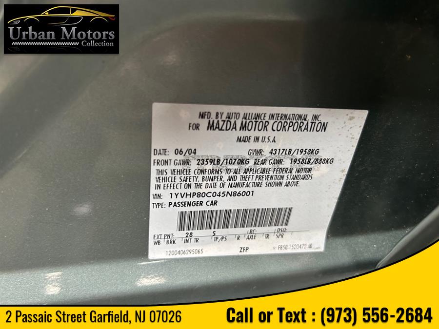 2004 Mazda Mazda6 i, available for sale in Garfield, New Jersey | Urban Motors Collection. Garfield, New Jersey 2004 Mazda Mazda6 i, available for sale in Garfield, New Jersey | Urban Motors Collection. Garfield, New Jersey