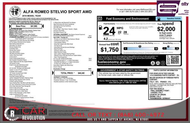 2018 Alfa Romeo Stelvio Sport, available for sale in Avenel, New Jersey | Car Revolution. Avenel, New Jersey 2018 Alfa Romeo Stelvio Sport, available for sale in Avenel, New Jersey | Car Revolution. Avenel, New Jersey