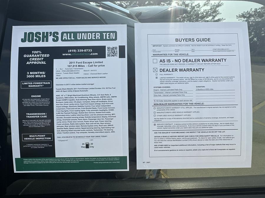 2011 Ford Escape Limited, available for sale in Elida, Ohio | Josh's All Under Ten LLC. Elida, Ohio 2011 Ford Escape Limited, available for sale in Elida, Ohio | Josh's All Under Ten LLC. Elida, Ohio