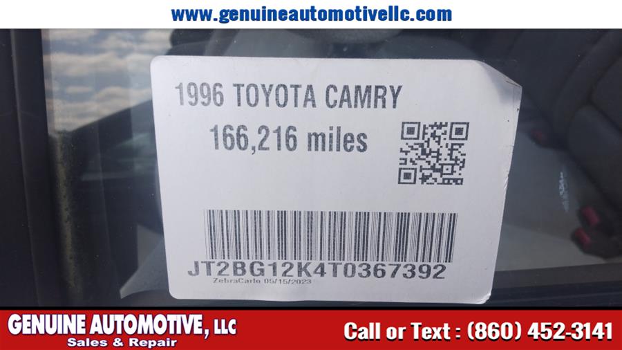 1996 Toyota Camry 4dr Sdn LE Auto, available for sale in East Hartford, Connecticut | Genuine Automotive LLC. East Hartford, Connecticut 1996 Toyota Camry 4dr Sdn LE Auto, available for sale in East Hartford, Connecticut | Genuine Automotive LLC. East Hartford, Connecticut