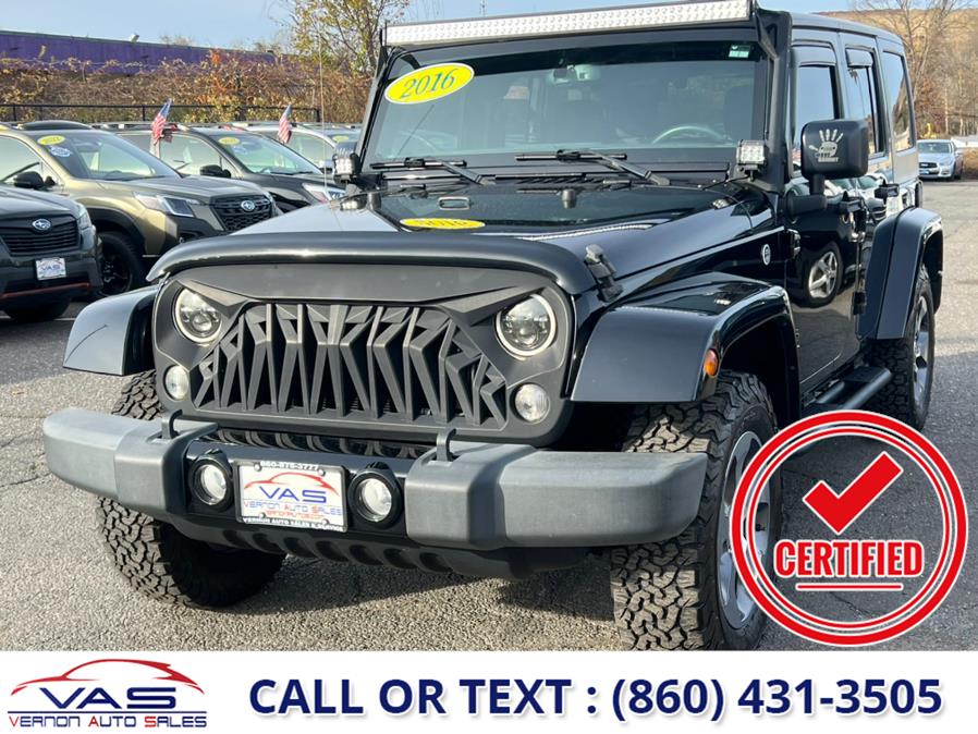 2016 Jeep Wrangler Unlimited 4WD 4dr Sahara, available for sale in Manchester, Connecticut | Vernon Auto Sale & Service. Manchester, Connecticut