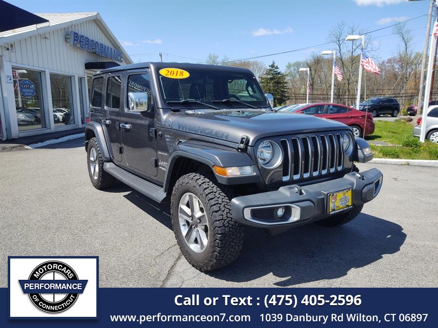 2018 Jeep Wrangler Unlimited Sahara 4x4, available for sale in Wilton, Connecticut | Performance Motor Cars Of Connecticut LLC. Wilton, Connecticut