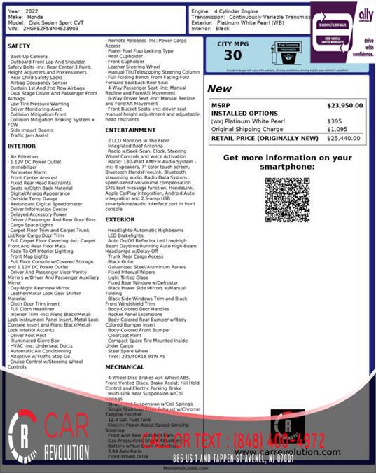 2022 Honda Civic Sedan Sport CVT, available for sale in Avenel, New Jersey | Car Revolution. Avenel, New Jersey 2022 Honda Civic Sedan Sport CVT, available for sale in Avenel, New Jersey | Car Revolution. Avenel, New Jersey