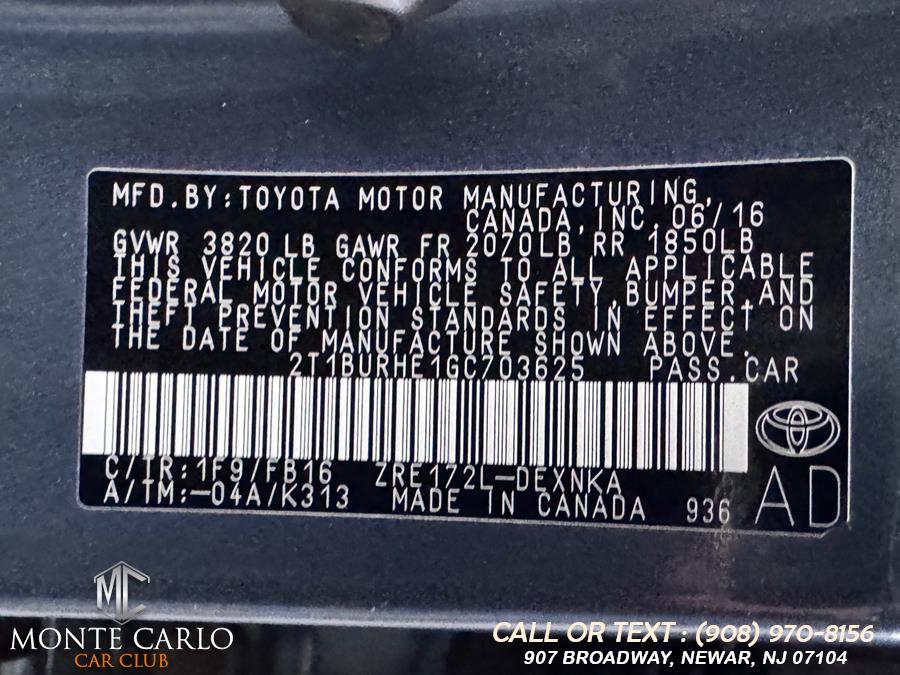 2016 Toyota Corolla 4dr Sdn Auto L (Natl), available for sale in Newark, New Jersey | Monte Carlo Car Club llc. Newark, New Jersey 2016 Toyota Corolla 4dr Sdn Auto L (Natl), available for sale in Newark, New Jersey | Monte Carlo Car Club llc. Newark, New Jersey