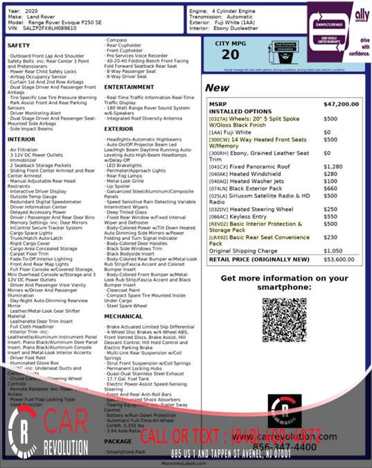 2020 Land Rover Range Rover Evoque SE, available for sale in Avenel, New Jersey | Car Revolution. Avenel, New Jersey 2020 Land Rover Range Rover Evoque SE, available for sale in Avenel, New Jersey | Car Revolution. Avenel, New Jersey