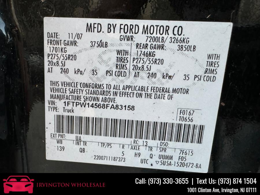 2008 Ford F-150 4WD SuperCrew 150" Lariat, available for sale in Irvington, New Jersey | Irvington Wholesale Group. Irvington, New Jersey 2008 Ford F-150 4WD SuperCrew 150" Lariat, available for sale in Irvington, New Jersey | Irvington Wholesale Group. Irvington, New Jersey