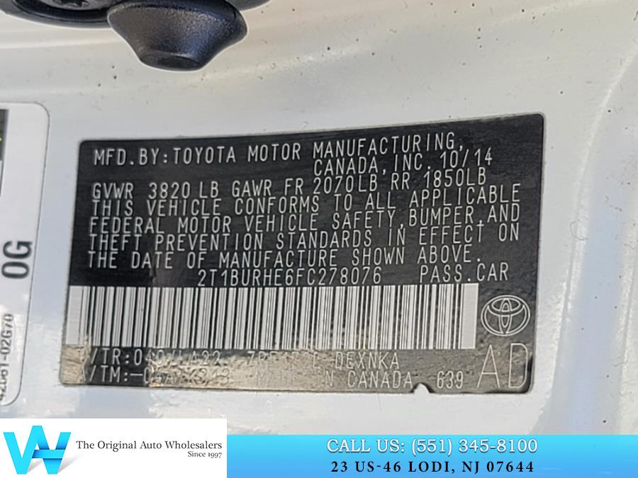 2015 Toyota Corolla 4dr Sdn CVT LE Premium (Natl), available for sale in Lodi, New Jersey | AW Auto & Truck Wholesalers, Inc. Lodi, New Jersey 2015 Toyota Corolla 4dr Sdn CVT LE Premium (Natl), available for sale in Lodi, New Jersey | AW Auto & Truck Wholesalers, Inc. Lodi, New Jersey