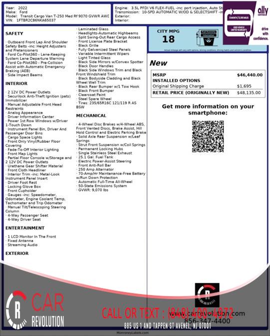 2022 Ford Transit Cargo Van T-250 148 Med Rd 9070 GVWR, available for sale in Avenel, New Jersey | Car Revolution. Avenel, New Jersey 2022 Ford Transit Cargo Van T-250 148 Med Rd 9070 GVWR, available for sale in Avenel, New Jersey | Car Revolution. Avenel, New Jersey