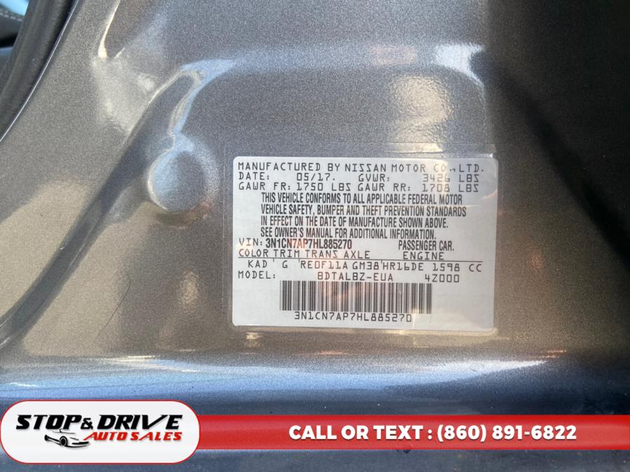 2017 Nissan Versa Sedan S Plus CVT, available for sale in East Windsor, Connecticut | Stop & Drive Auto Sales. East Windsor, Connecticut 2017 Nissan Versa Sedan S Plus CVT, available for sale in East Windsor, Connecticut | Stop & Drive Auto Sales. East Windsor, Connecticut